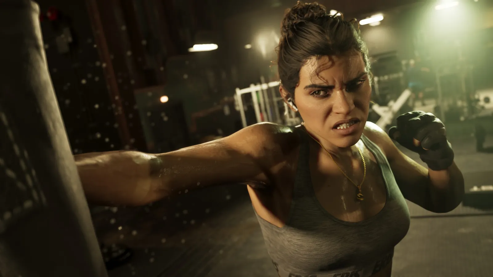 Lucia training at the gym in GTA 6, official screenshot