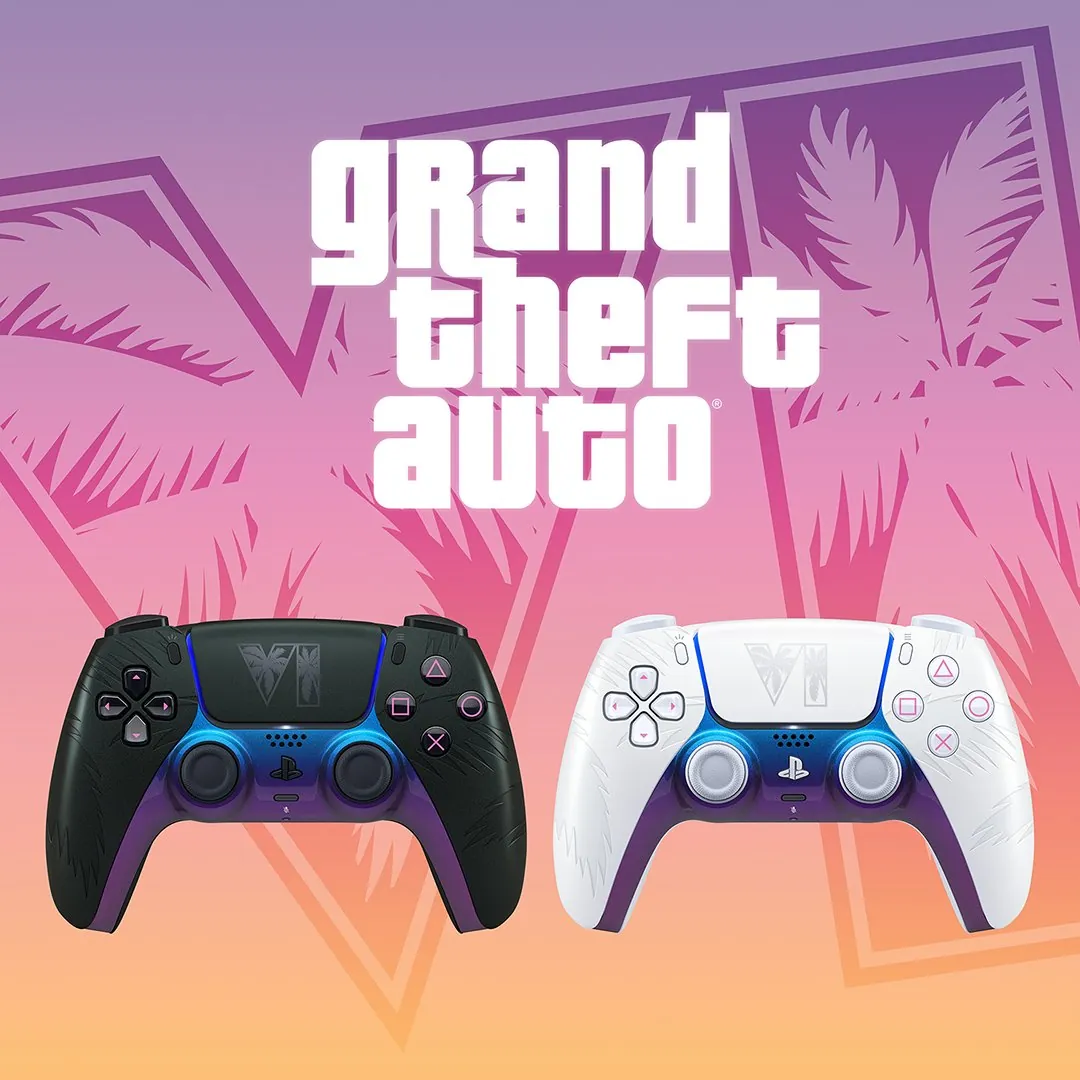 GTA 6 limited-edition DualSense controllers in black and white